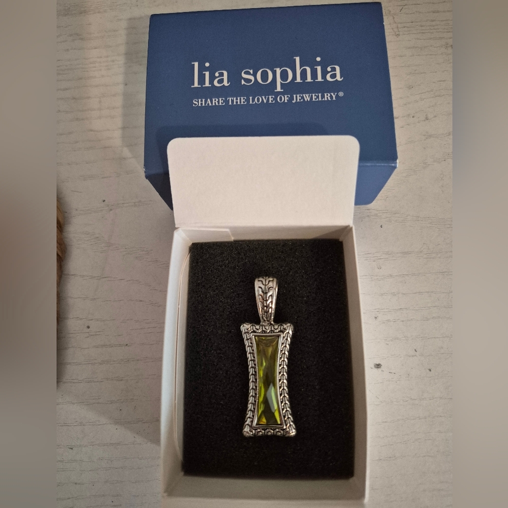 Lia Sophia Silver Necklace with Green Accent